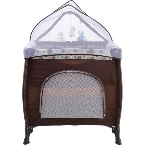 Portable Foldable 4 in 1 Convertible Toddler Iron Playpen Travel Cot Portable play yard Multi Dots Baby Bed Crib- Multicolor
