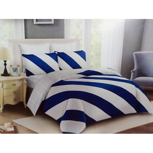 5*6 Cotton Duvet With 1 Bedsheet And 2 Pillowcases- Grey & Blue