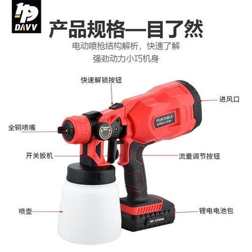 800ML Cordless Electric Spray Gun Paint Sprayer Auto Furniture Steel Coating Airbrush Sprayer Compataible 18V Battery  With Removable Paint Bucket For Painting Wall Garden Fence - Multicolor