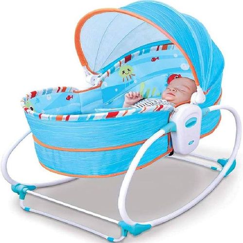Mastela 5 in 1 Baby Bassinet Rocker Rocking Napper, Bounce, Chair with Removable Baby & Melody (Blue)