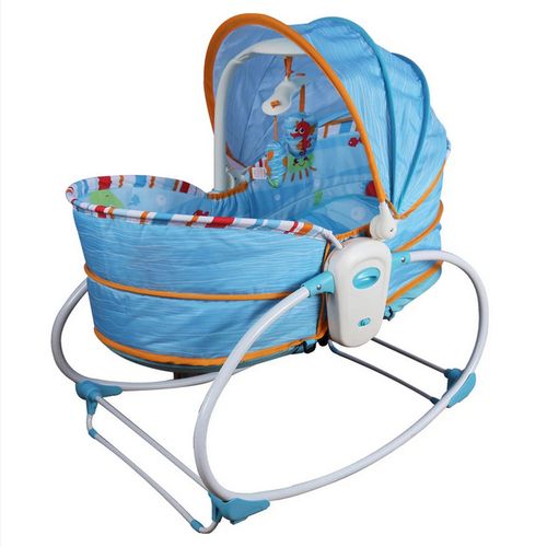 Mastela 5 in 1 Baby Bassinet Rocker Rocking Napper, Bounce, Chair with Removable Baby & Melody (Blue)