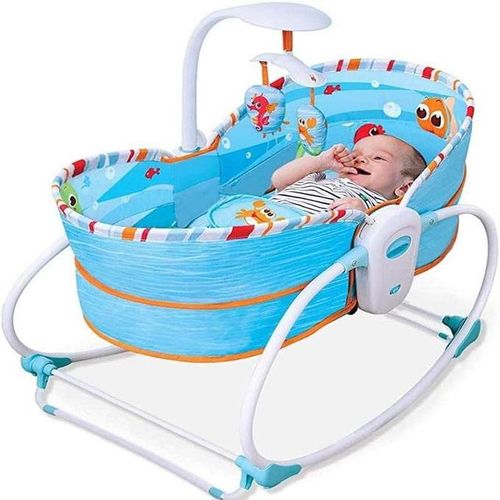 Mastela 5 in 1 Baby Bassinet Rocker Rocking Napper, Bounce, Chair with Removable Baby & Melody (Blue)
