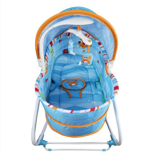 Mastela 5 in 1 Baby Bassinet Rocker Rocking Napper, Bounce, Chair with Removable Baby & Melody (Blue)