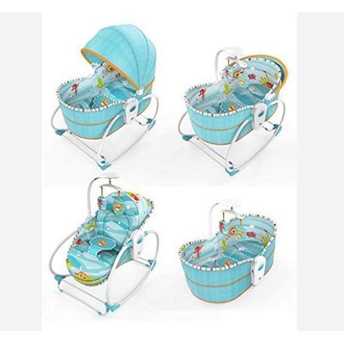 Mastela 5 in 1 Baby Bassinet Rocker Rocking Napper, Bounce, Chair with Removable Baby & Melody (Blue)