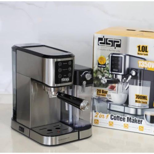 Dsp Cappuccino Maker Stainless Steel Coffee Maker Espresso Machine with Milk Tank- Color Silver