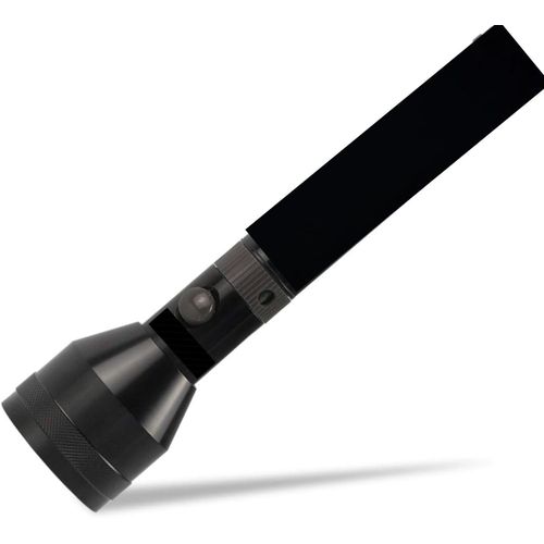 Rechargeable Torch/Flashlight, Extra Long Beam Range, Aluminium Body, Super Bright LED Light - Black