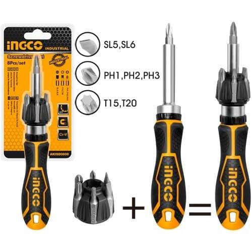 INGCO 13 In 1 Ratchet Screwdriver Set -  Black / Silver