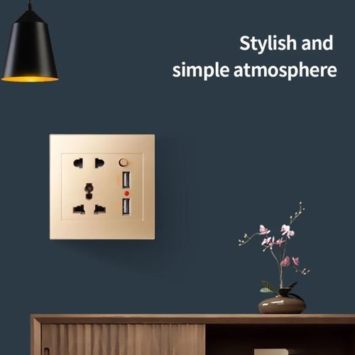 Universal Wall socket Dual USB Charger Port 2.1A  Gold