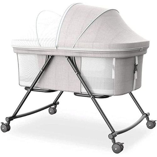 Bedside Baby Crib Cot Bed, Height-Adjustable Travel Cot Multifunction Bed, Folding Playpen With 360&deg; Universal Wheel - Multicoloured