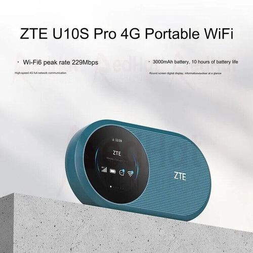ZTE U10S Pro Portable Mobile 4G MiFi 6 Pocket WiFi Router With Informative Display- Multicolor