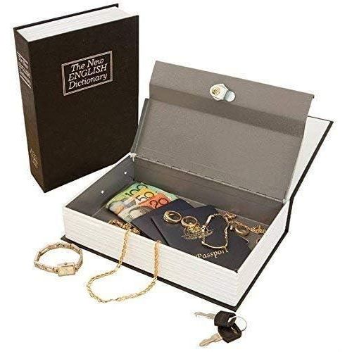 26.5 x 19.7 x 6.5cm , KBS-803 ,1 Piece Of Diversion Dictionary Metal Hidden Safe Box Book Can with Security Combination Lock+Key Lock Money Hide Secret Security Safe With Combination Lock Cash Money Coin Storage Jewelry Key Locker Kid Gift