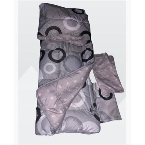 5*6 Bedcover With 1 Bedsheet & 2 Pillowcases-Grey Black