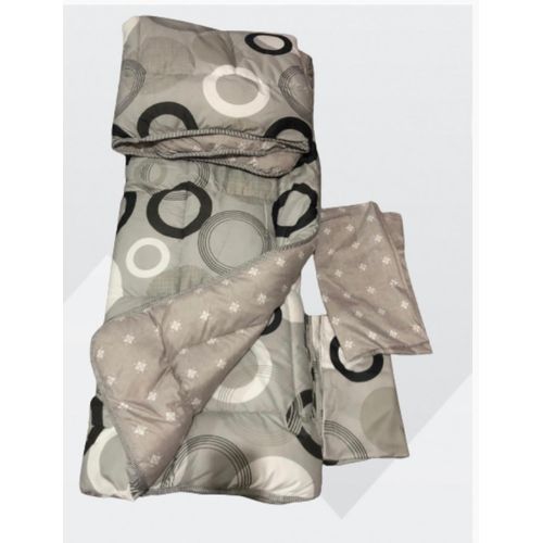 5*6 Bedcover With 1 Bedsheet & 2 Pillowcases-Grey Black
