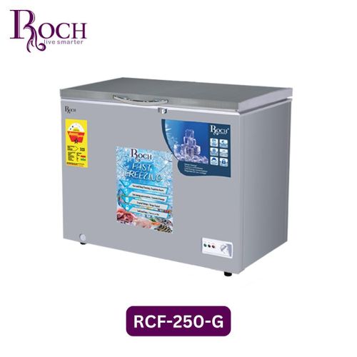 Roch 250 Litres Defrost Deep / Chest Freezer RCF-250(Sliding Glass) - Grey.