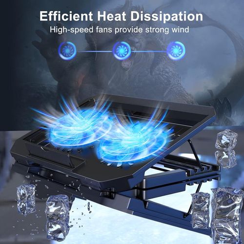 Laptop Cooler Cooling Pad Slim Portable USB Powered (2Fans) Portable Height Adjustable Laptop Cooling Fan Stand Holder Riser Up to 17