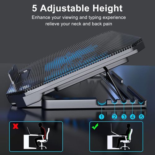 Laptop Cooler Cooling Pad Slim Portable USB Powered (2Fans) Portable Height Adjustable Laptop Cooling Fan Stand Holder Riser Up to 17