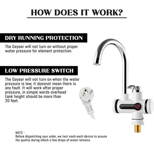 Home & Kitchen Studio Water Heating Instantaneous,Water Heater Tank less for Tap,with LED Digital Temperature Display ABS Body Shock Proof Electric Tap For Home Kitchen