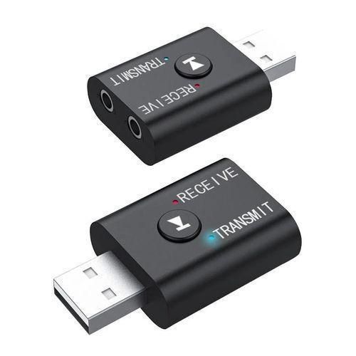 Bluetooth 5.0 Audio Receiver Transmitter 2 IN 1 RCA 3.5mm USB - Black