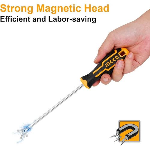 INGCO 14 Pcs Screw Driver Tool Set And Precision Screwdriver Set - Black, Orange