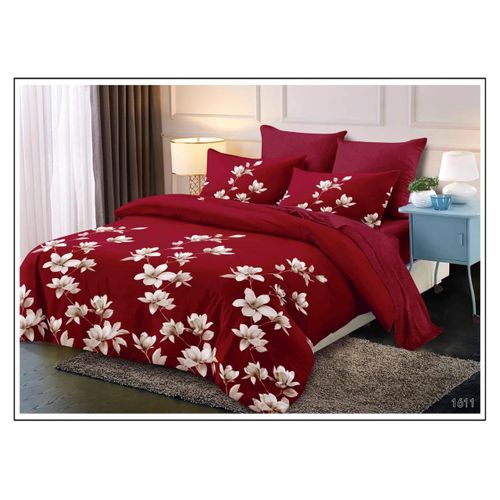Duvet set with 1 Duvet 1 Bedsheet and 2 pillowcases Red