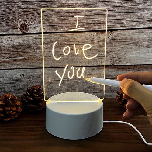 Acrylic Night Light Transparent Message Board With Writing Pen Bedroom Creative Memo Writing Plate Table Lamp For Office Home