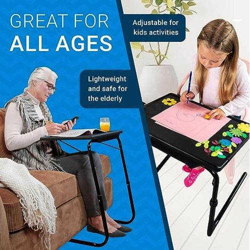 Table Mate  Adjustable Metallic Table For Computer, Eating Or Work, - White,