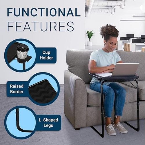 Table Mate  Adjustable Metallic Table For Computer, Eating Or Work, - White,