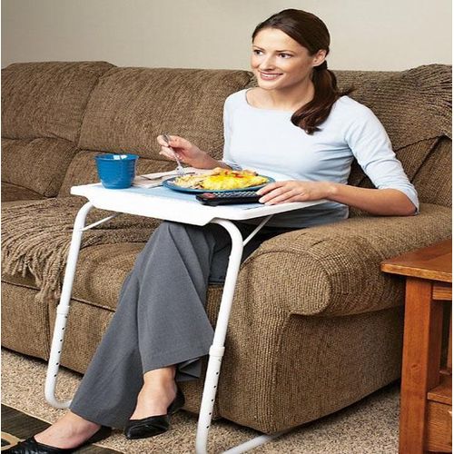 Table Mate  Adjustable Metallic Table For Computer, Eating Or Work, - White,