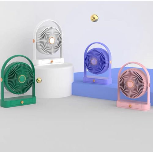 1Pc Mini Electric Fan With a Drawer Rotatable Head USB Portable Speed Adjustment Fan for Home Office Bedroom Dormitory- Multicolor