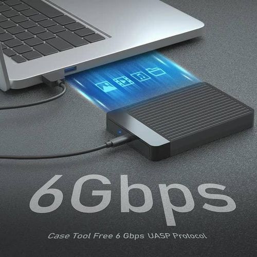 USB 3.2 Gen 1 Type C Ultra Speed Hard Drive Enclosure, Size 2.5 Inch Micro Portable Disk, Easy Convert SSD & HDD From Internal to External 6TB HDD Notebook Adapter -Black