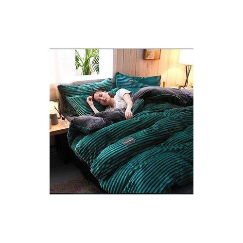 Luxury Coral Velvet Duvet King Size - Green