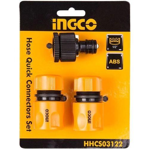 INGCO HHCS03122 - 3 Pcs Hose Quick Connectors Set - Orange