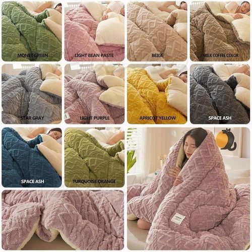 Fluffy Lamb Velvet Quilt Green
