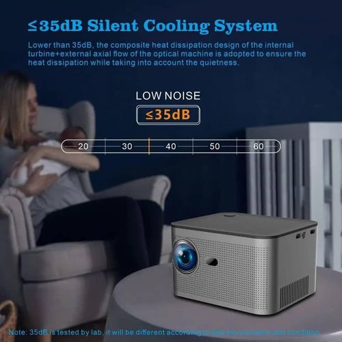 HD Super HY350 H713 BT5.0 HD 1080P Image Movie Video Voice Output Android 11 System 350ANSI FHD Home Theater Video Smarts Projectors Home Cinema- Silver