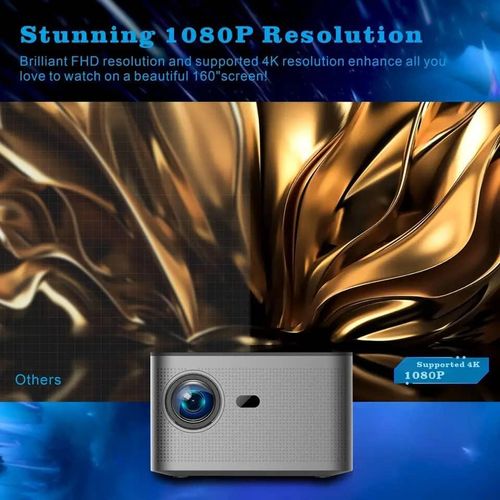 HD Super HY350 H713 BT5.0 HD 1080P Image Movie Video Voice Output Android 11 System 350ANSI FHD Home Theater Video Smarts Projectors Home Cinema- Silver