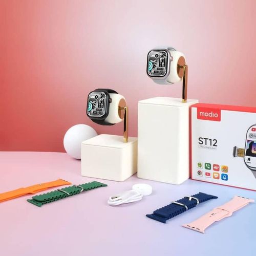 ST12 4G Network 2.2 inch Smartwatch with 3 Pairs Strap Simcard Slot And Camera- Multicolor