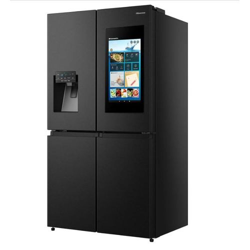 Hisense 680L Smart Refrigerator Cross Door  With Touch Display Screen Water and Ice Dispenser,Metal Cooling, Fridge Mate Black