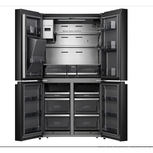 Hisense 680L Smart Refrigerator Cross Door  With Touch Display Screen Water and Ice Dispenser,Metal Cooling, Fridge Mate Black