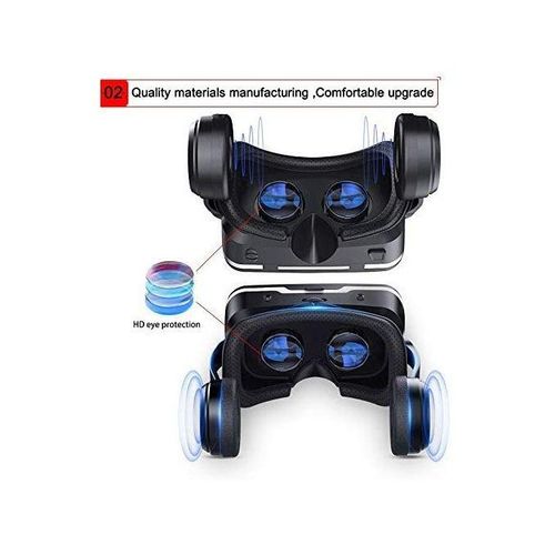 VR SHINECON 3D Glasses Virtual Reality Headset for iPhone Android Smartphone Smart Phone Goggles Lunette Set, Color May Vary.