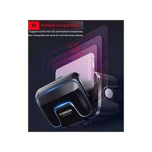 VR SHINECON 3D Glasses Virtual Reality Headset for iPhone Android Smartphone Smart Phone Goggles Lunette Set, Color May Vary.