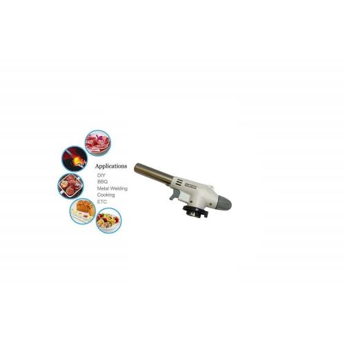 Gas Torch Auto Ignition Butane Gas Blow Torch for Outdoor BBQ Tool Burner Flamethrower Welding Gun Flame Gun (White)