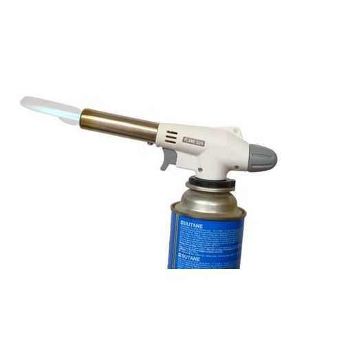 Gas Torch Auto Ignition Butane Gas Blow Torch for Outdoor BBQ Tool Burner Flamethrower Welding Gun Flame Gun (White)