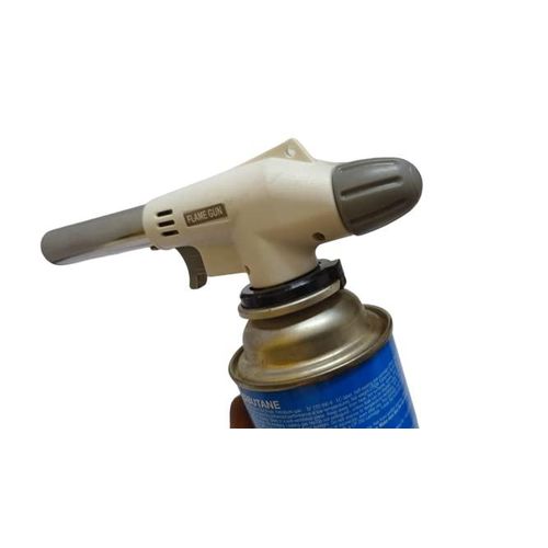 Gas Torch Auto Ignition Butane Gas Blow Torch for Outdoor BBQ Tool Burner Flamethrower Welding Gun Flame Gun (White)