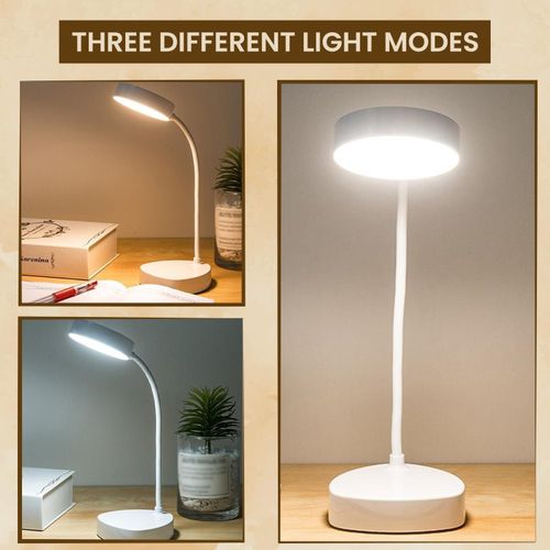 3 Light Mode LED Desk Lamp, Rechargeable Study Lamp with USB Charging, 3 Light Gear Lamp with Eye Care, Flexible Gooseneck & Touch Control Reading Study Table Lamp Dimmable