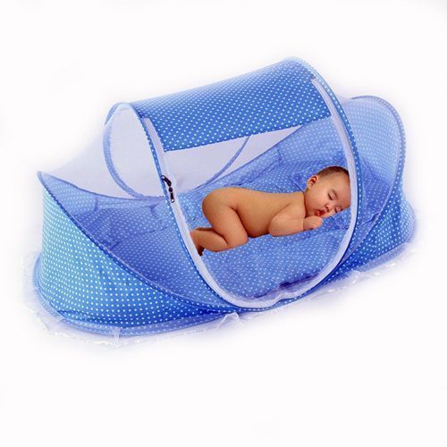 Happy Baby Portable  Travel, Bed With Mosquito Net - Blue