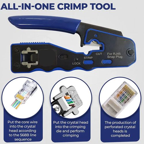 RJ45 Crimping Tool For Pass Through Cable