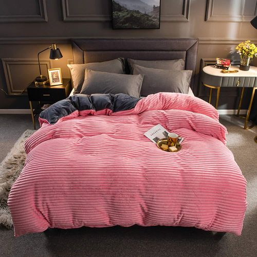 4PC Coral Velvet Duvet Set With 1 Bedsheet, 2Pillowcases And 1Duvet 5*6