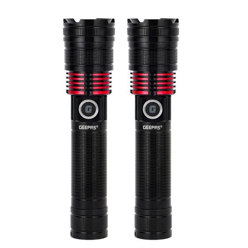 Geepas Rechargeable LED Flashlight Perfect for Indoor and Outdoor Use-Multi