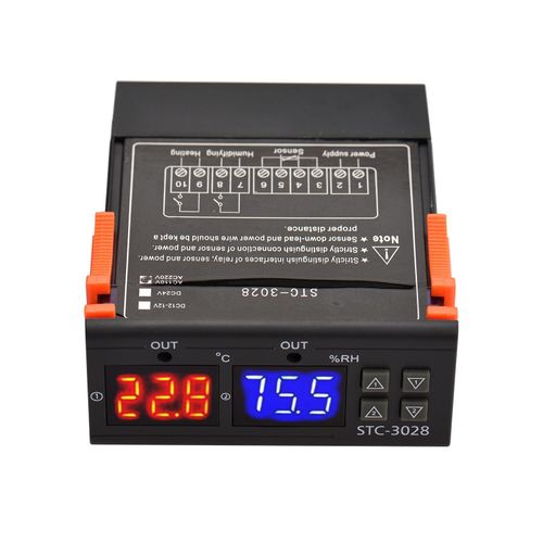 Digital Temperature Controller STC-3028 Intelligent Temperature Regulator AC 110~220V Refrigerator Thermostat Support Heating/Cooling/Humidification/Dehumidification/Temperature Correction NO5131