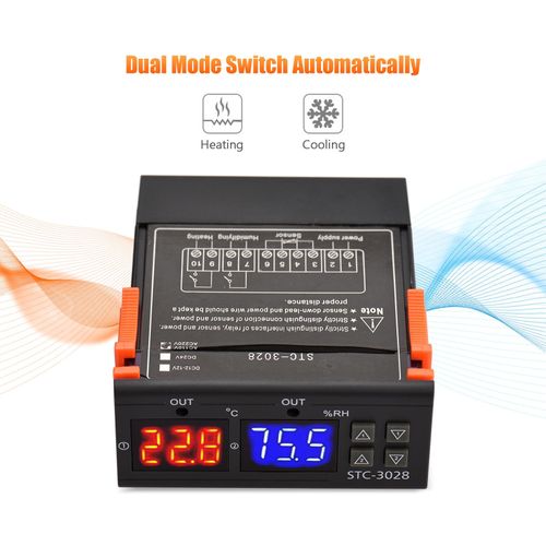 Digital Temperature Controller STC-3028 Intelligent Temperature Regulator AC 110~220V Refrigerator Thermostat Support Heating/Cooling/Humidification/Dehumidification/Temperature Correction NO5131